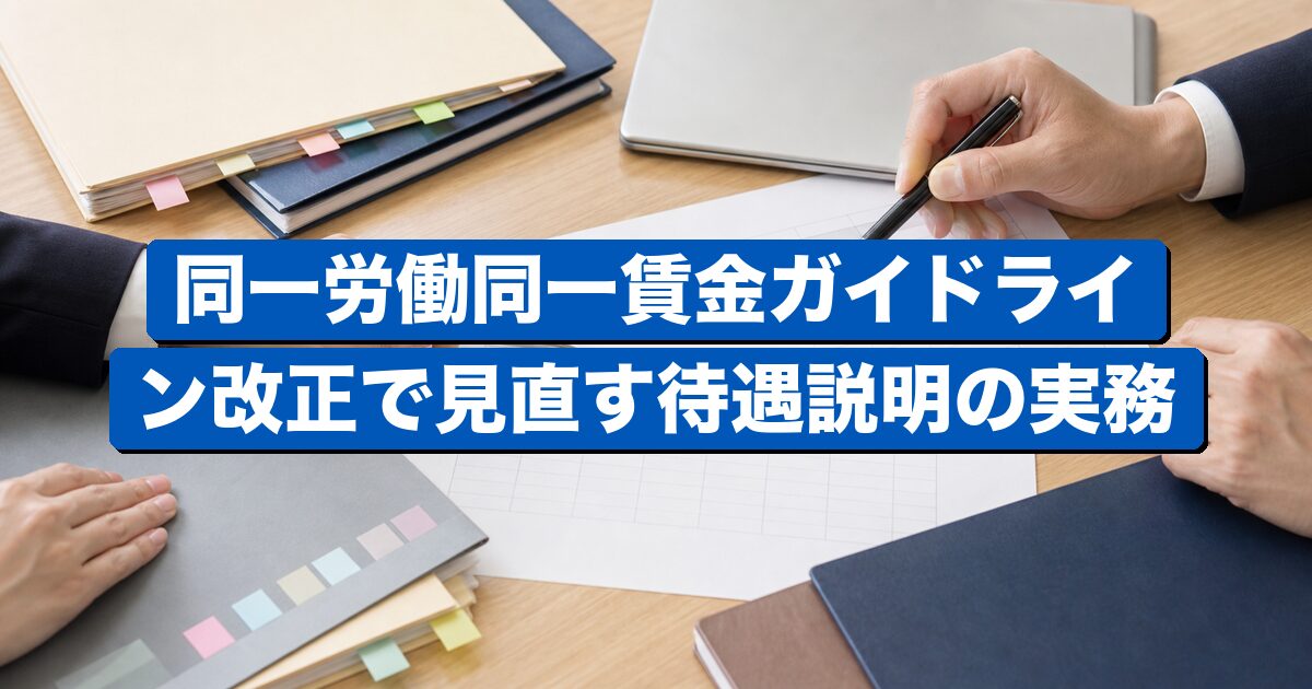 待遇差の点検と賃金制度見直しを表すビジネスイメージ